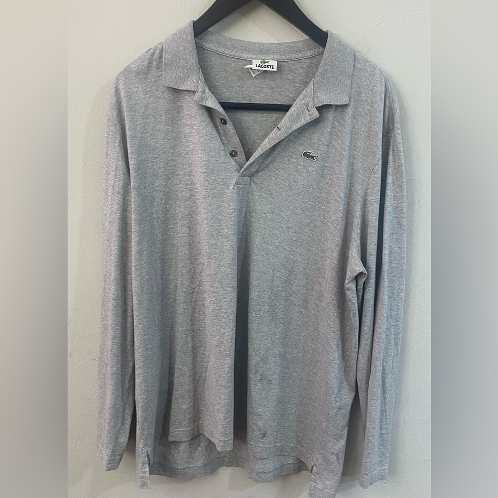XL long sleeve Lacoste polo light grey condition /very good
